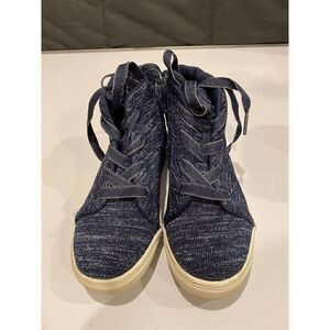 Cat & Jack Kids Girls Lace Zip High Top Sneakers Blue Denim Sz 13